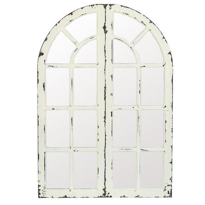 Wall Art Set Of 2 Window Panels With Mirror